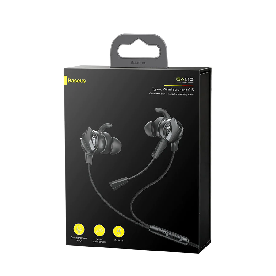 Baseus GAMO Type-c Wired Earphone C15 Black Premium Brand